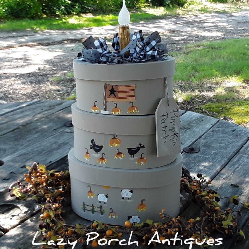 Country Prim *Nesting Boxes* Rustic Decor *PUMPKIN
